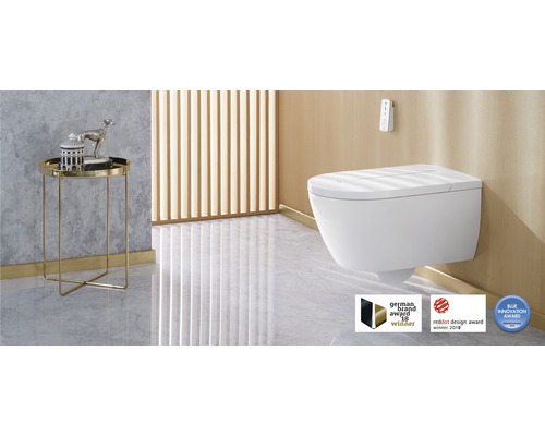 Villeroy & Boch ViClean-I 100 douchetoiletset, diepe spoeling, open rand, glanzend wit met coating, met toiletzitting V0E100R1