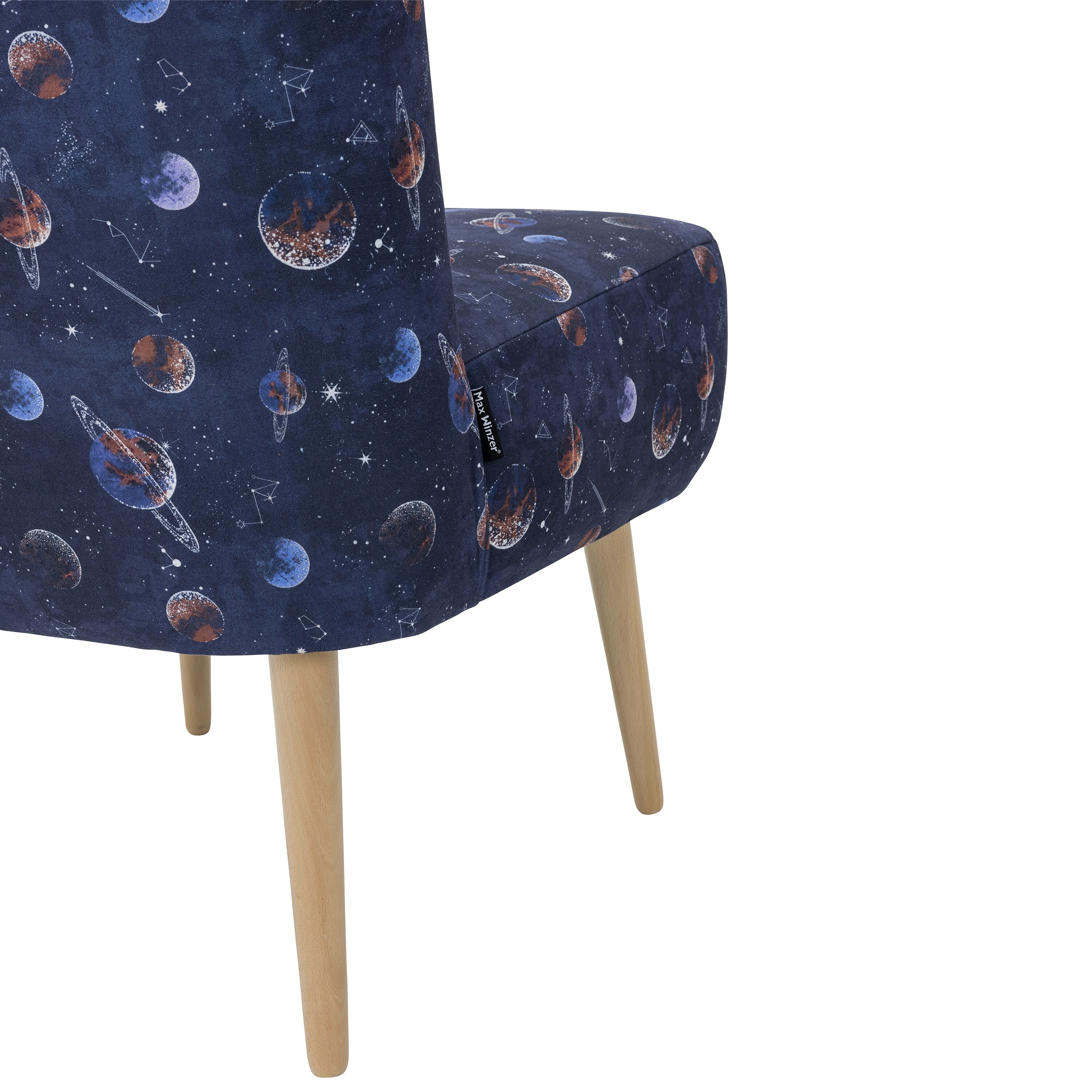 lovingHome® Sessel Fiola Weltraum-Motiv Polstersessel Stuhl Relaxsessel Füße Buche natur mittlere Sitzhärte