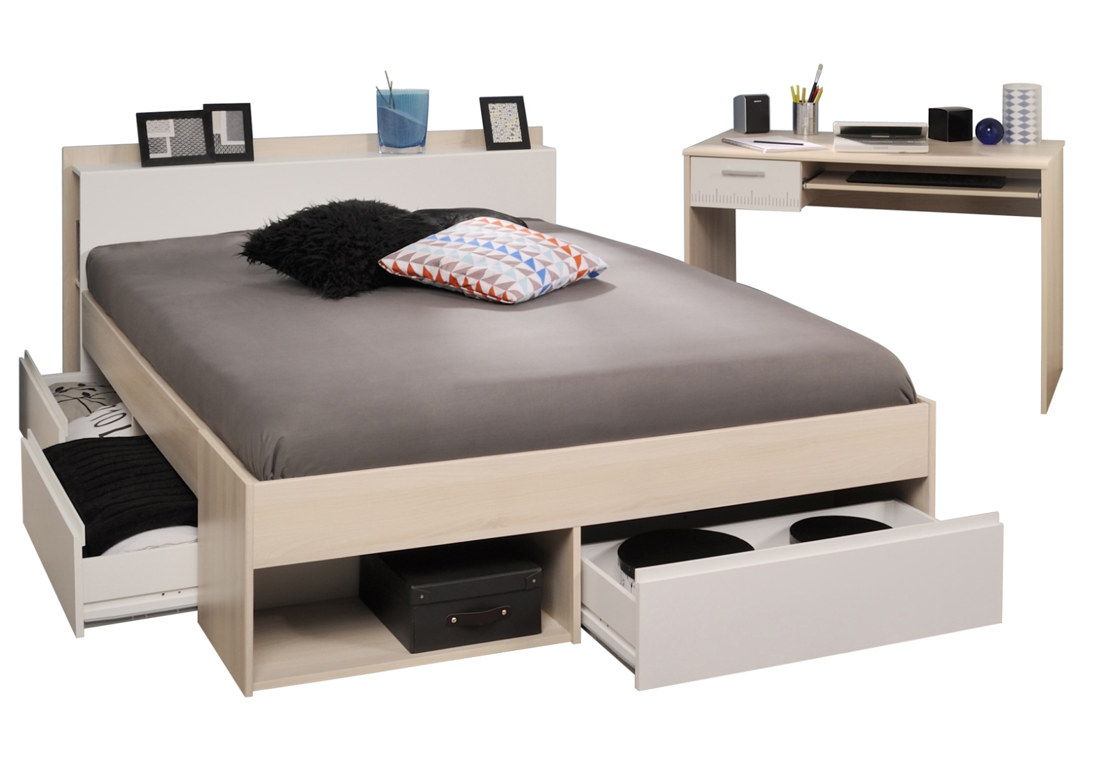 2-teiliges Jugendzimmer-Set MOST 61 - Akazie-weiß - 140x200 cm