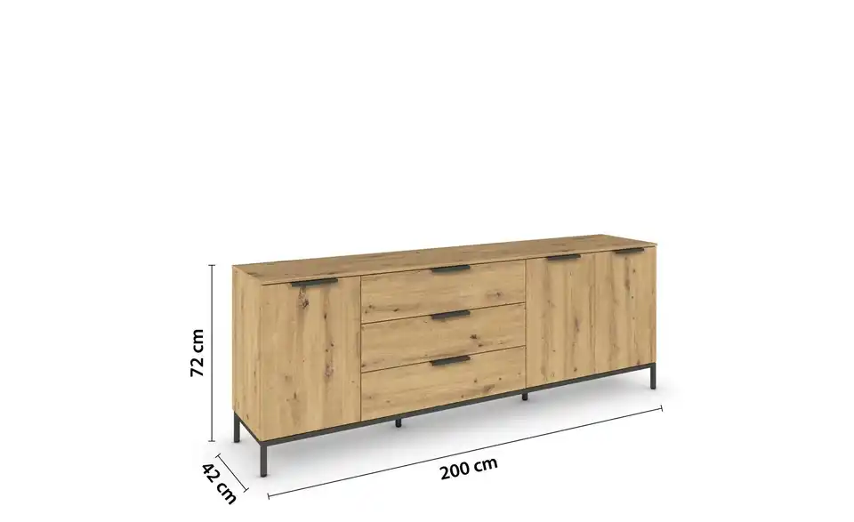 Sideboard Eiche Artisan (Nachbildung) Eiche Artisan (Nachbildung) Front: Dekor, Oberboden: Dekor Graphit