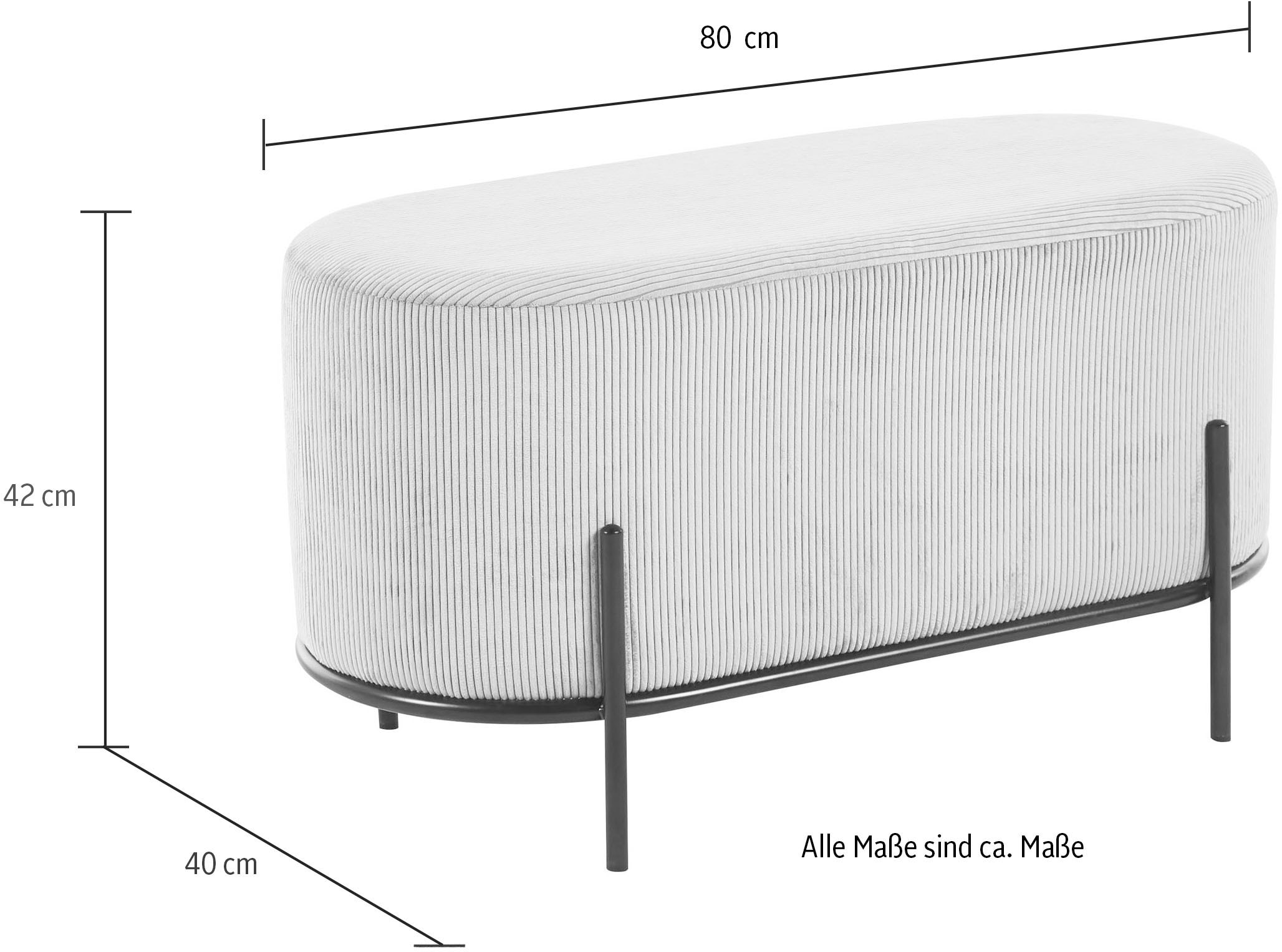 SalesFever Polsterhocker »Komfortabler Polsterhocker« mit Design-Gestell aus schwarzem Metall