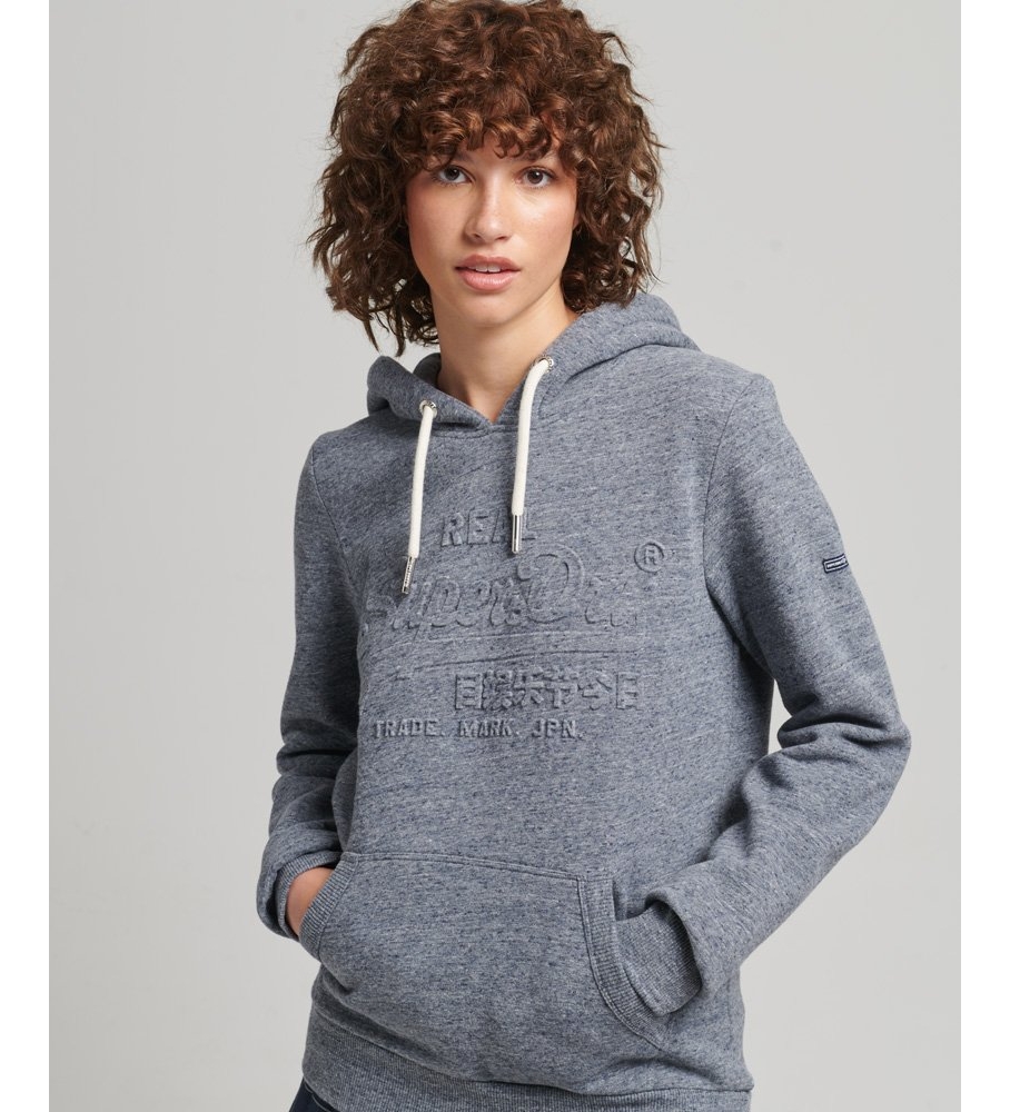Moletom cinza com logo em relevo da Superdry