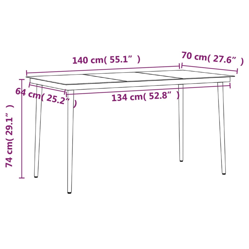 Mobilier de salle à manger de jardin avec coussins 7 pièces noir