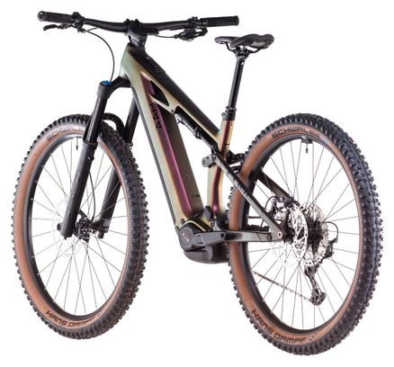 VTT Électrique Tout-Suspendu Cube Stereo Hybrid One44 HPC SLX 800 Shimano Deore XT 12V 800 Wh 27.5'' Violet Vert Molotov 2025