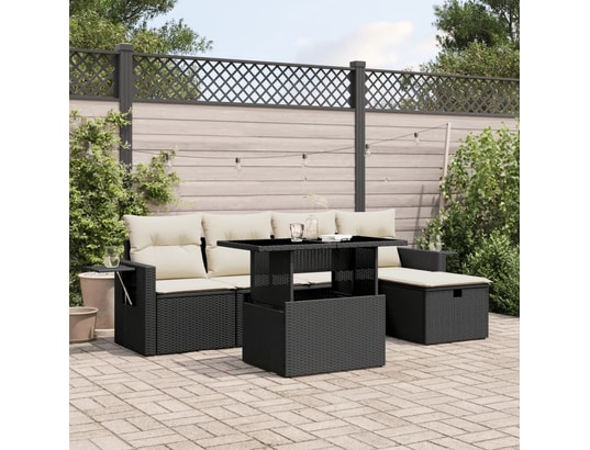 LES TENDANCES - Salon extérieur Salon de jardin-noir-5 places-55x62x69-495084