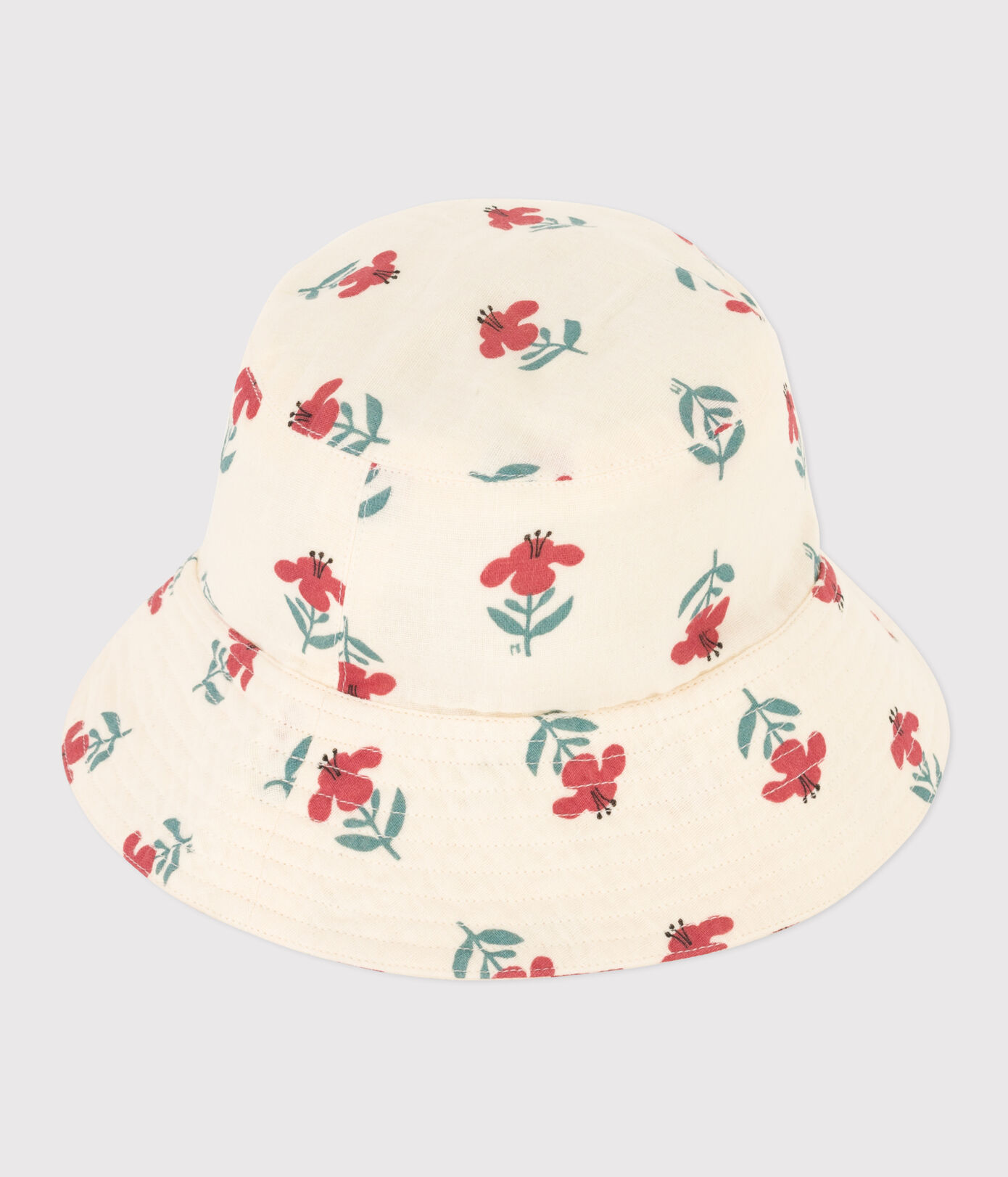 Capeline fleurs enfant fille en gaze de coton
