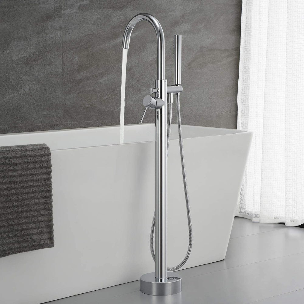 Home Deluxe - Design vrijstaande kraan - MOON Chroom - Hoogte: 115 cm, incl. handdouche | vrijstaande kraan met baddouche en baduitloop