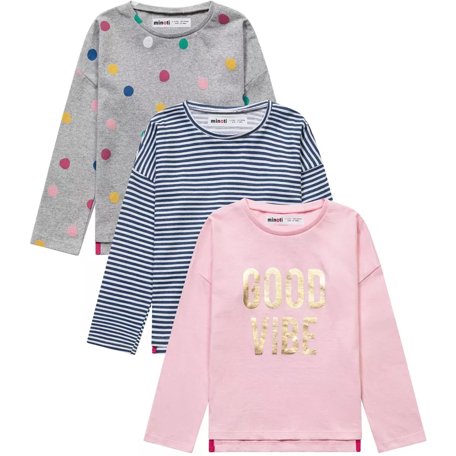 MINOTI 3er-Pack Longsleeves Hellrosa