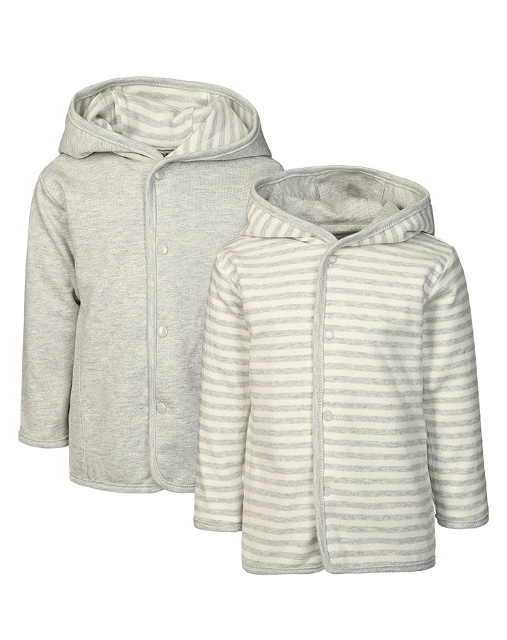 Strickjacke INFINITY zum Wenden in grau melange