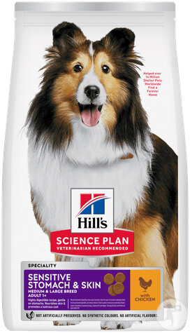 Hill's Science Plan Canine Adult Sensitive Stomach & Skin Goût Poulet 14kg