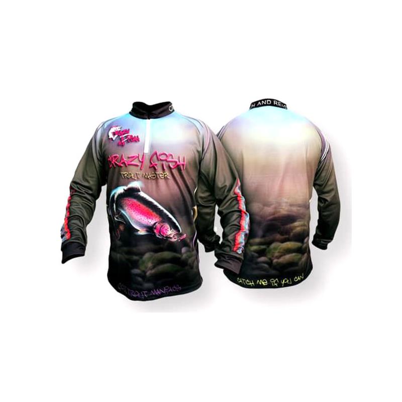 Tee Shirt Manches Longues Homme Crazy Fish Truite Camo Respirant Protection Uv - Camo