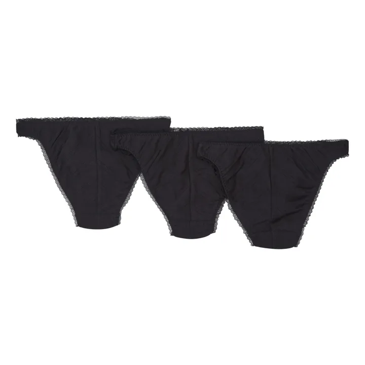 Cou Cou Intimates Pack de 3 Culottes Hautes Pointelle Coton Bio | Noir