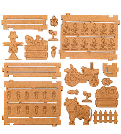 Crateit Kreatives Spielset - Der Bauernhof - Holz - Felder Ernte