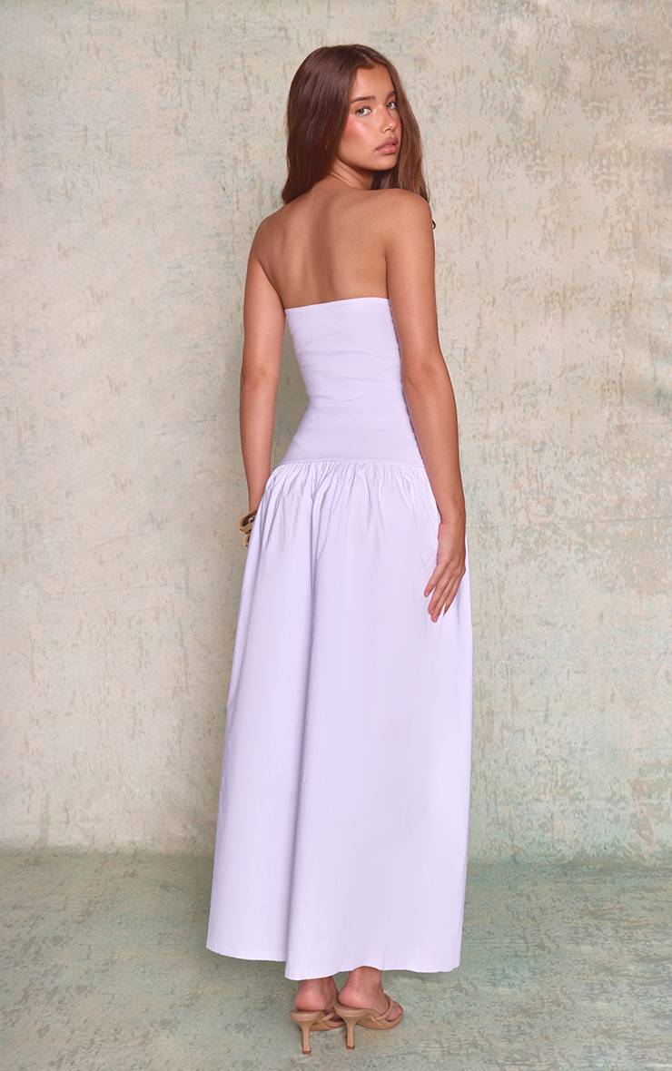 Blanc Robe Maxi Bandeau Froncée En Tissu Extensible Tissé