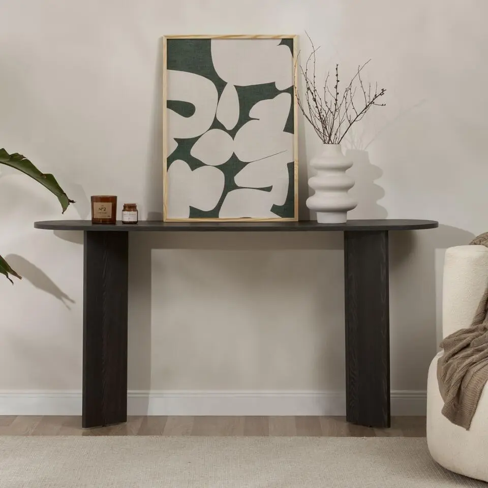 CALICOSY - Sidetable SIRA - Zwart hout - 75x150x35 cm