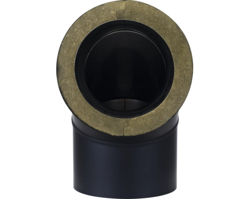 Dubbelwandige boog Ø 150 mm geïsoleerde staalplaat, zwart