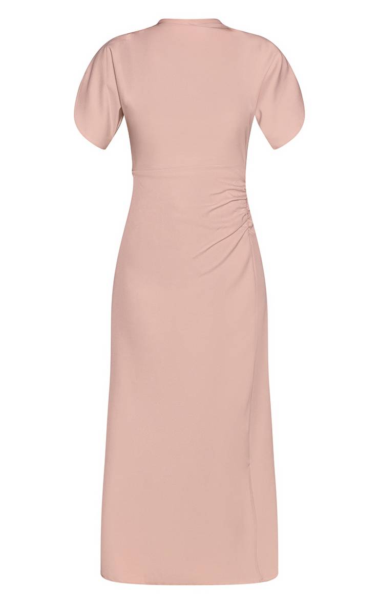 Gris Pierre Robe Maxi Tissée À Manches Courtes