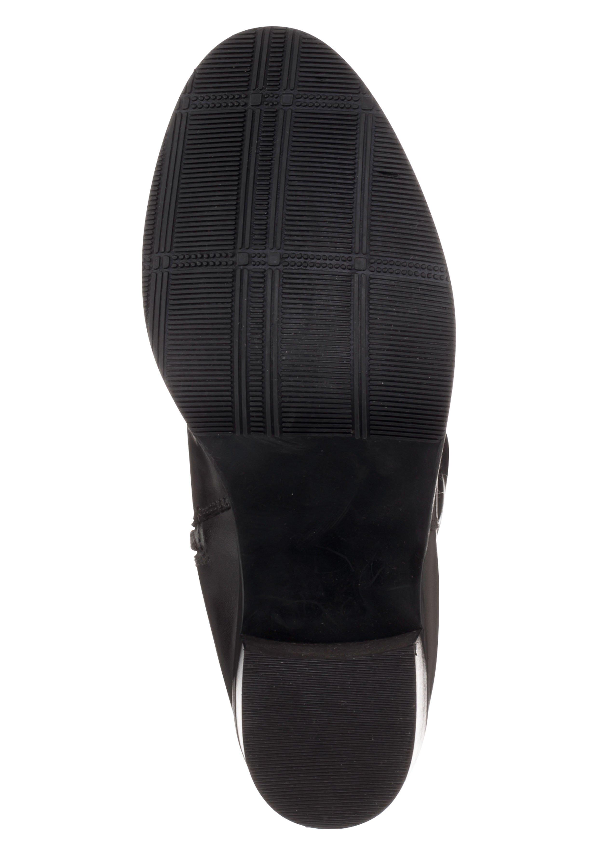 Weitschaftstiefel aus Leder mit Stretch-Einsatz