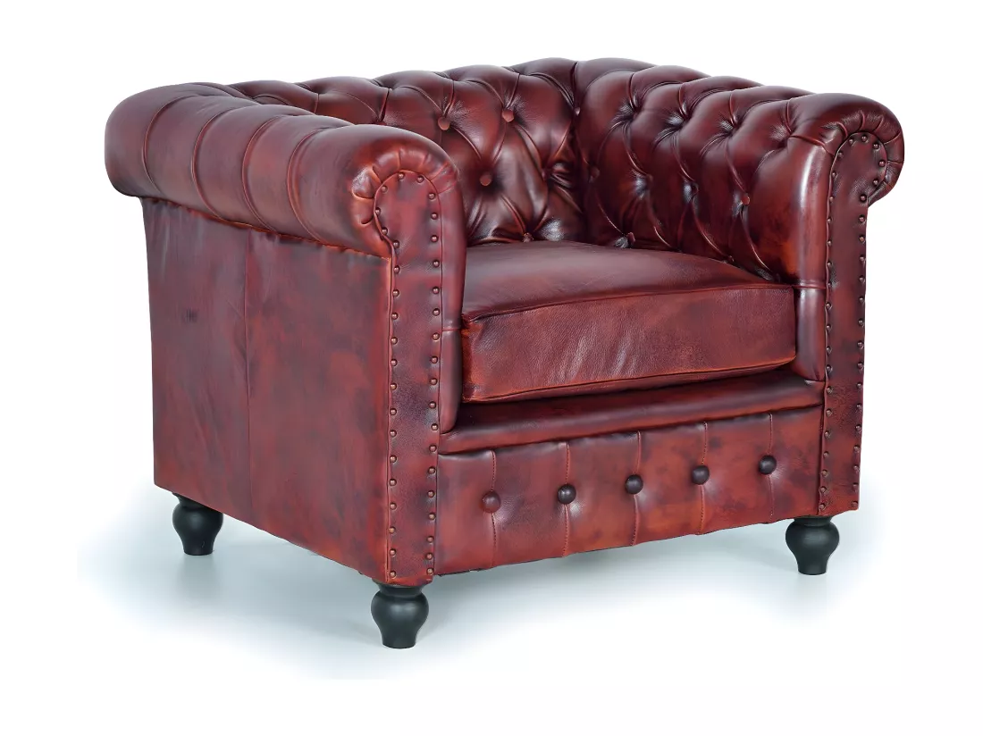 Fauteuil Chester en cuir Marrón.Giner y Colomer.72x86x96