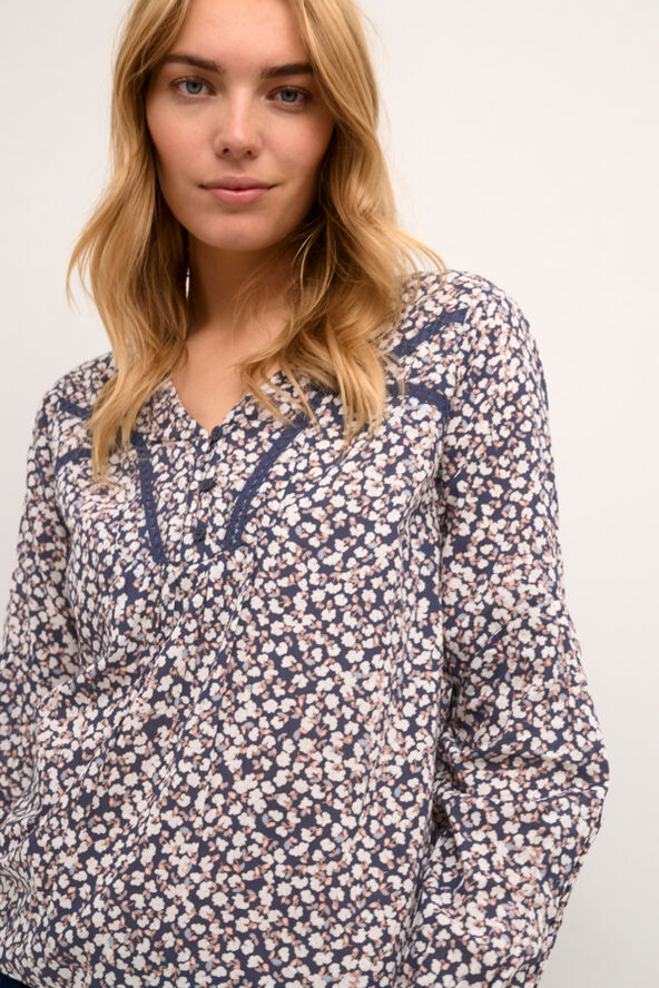Cream CRBetri Blouse Small poppy flower navy