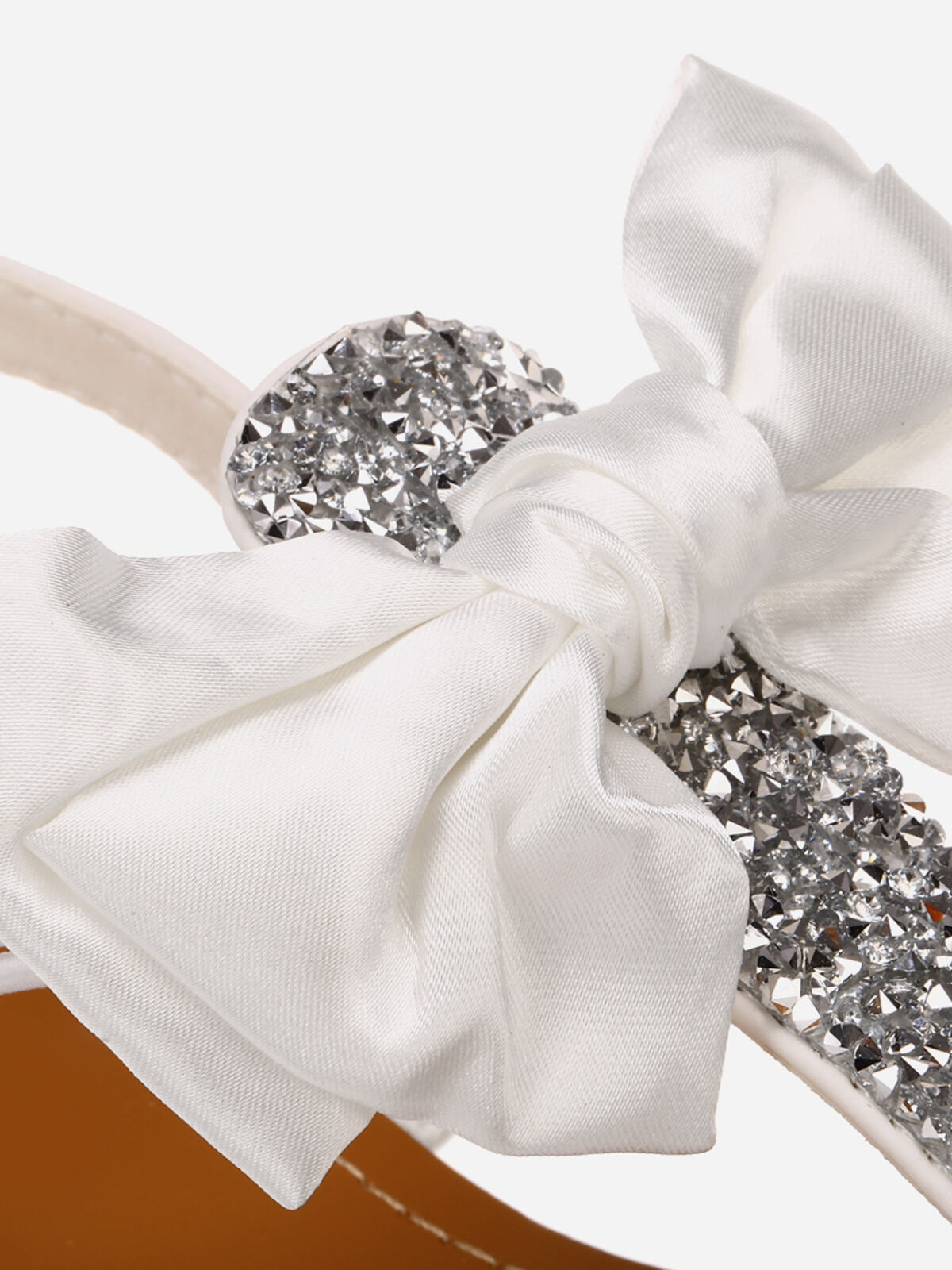 Sandales à strass et noeud- Blanc