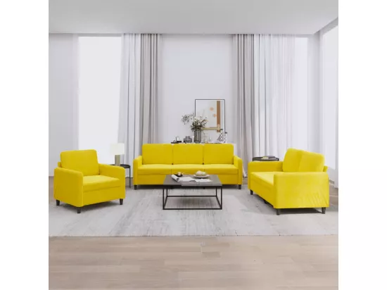 Ensemble de canapés 3 pcs jaune velours
