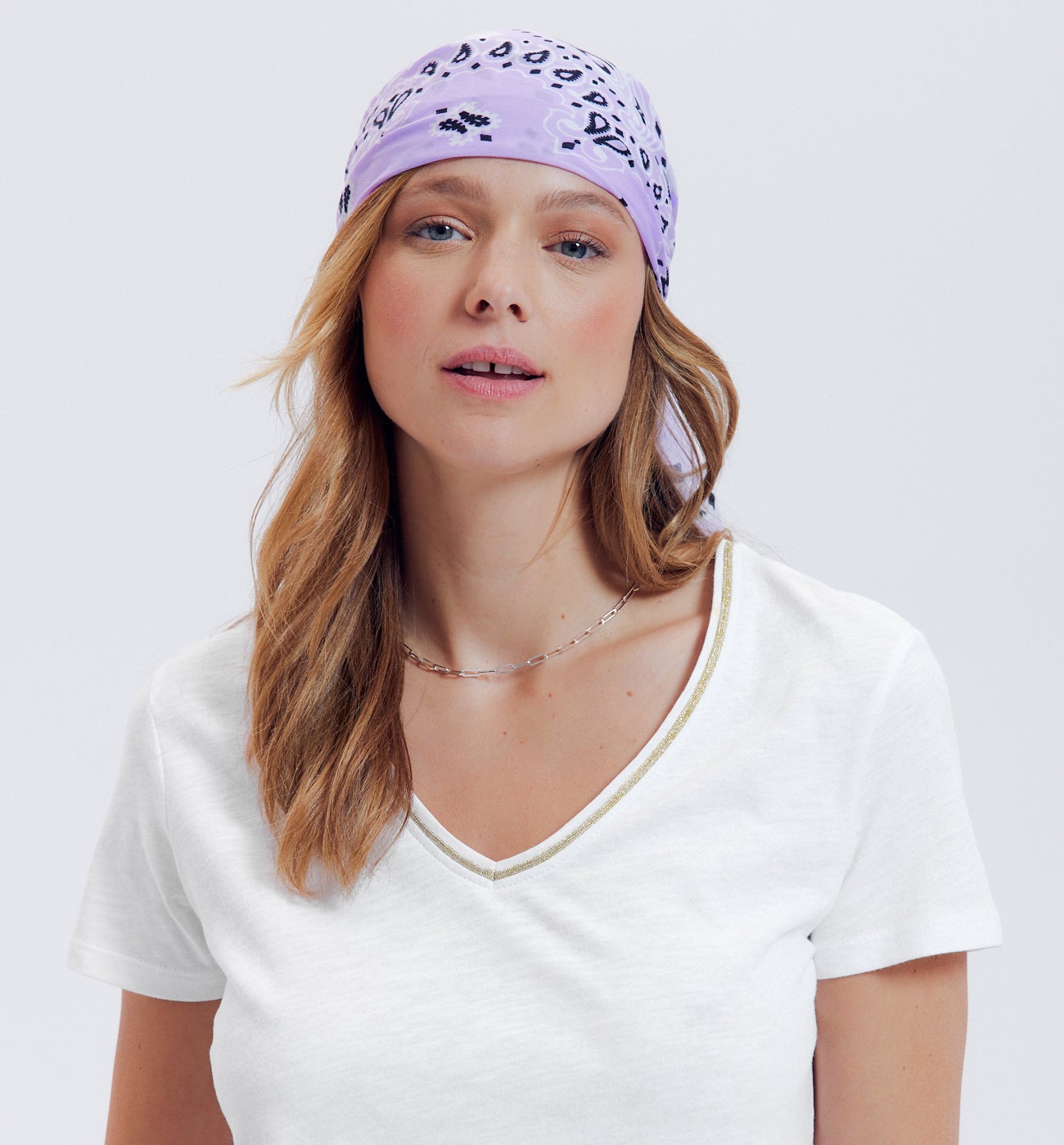 T-shirt col V Femme - Blanc