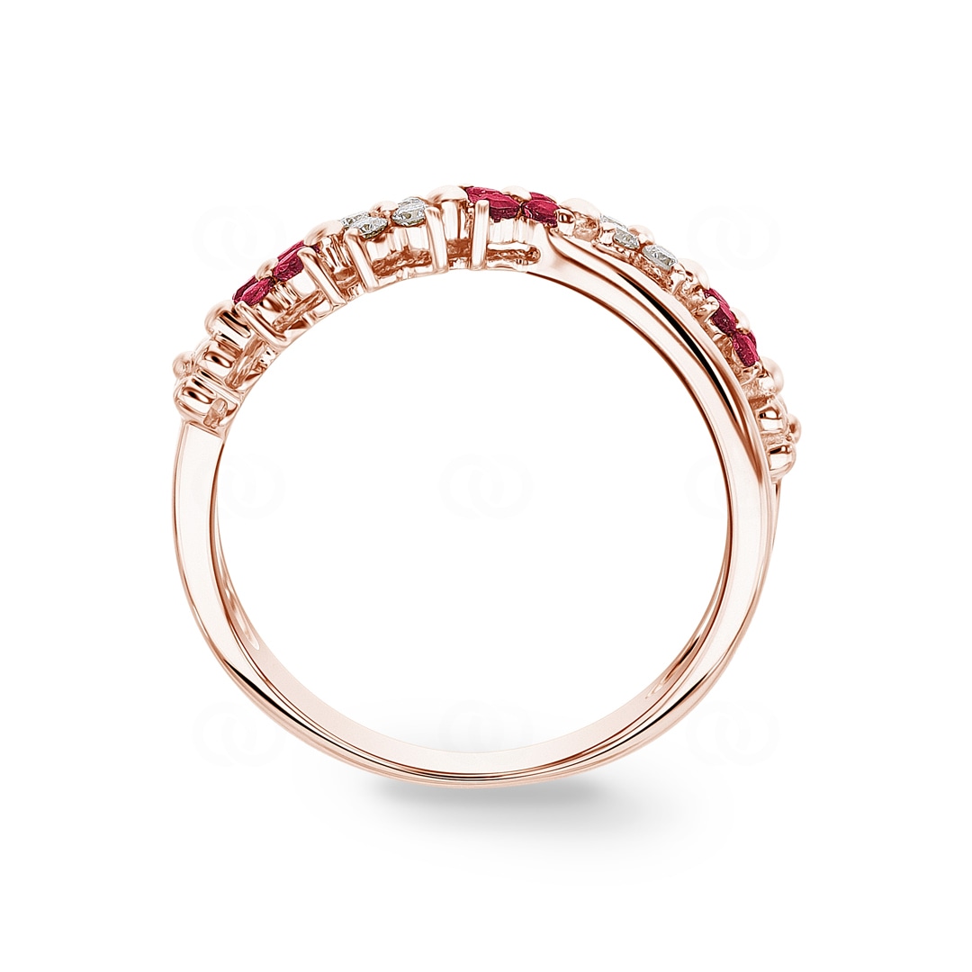 Ring 750/18 K Roségold mit Rubinen & Diamanten 0.11 ct H/si