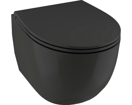 Jungborn wandclosetset TWO 52, randloos, matzwart, met toiletzitting met Turbo-Flush-technologie