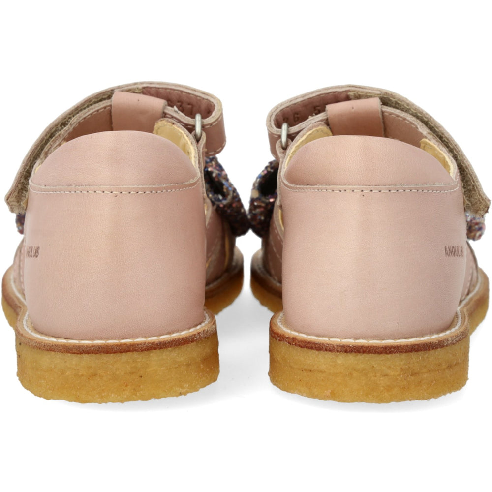 Køb Angulus Rosebud/Pastel Multi Glitter Sandal Med Glittersløjfe Og Velcrolukning