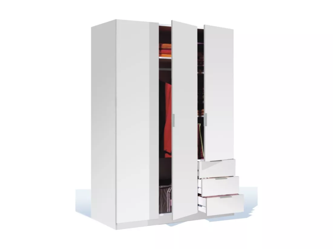 Armoire 3 portes + 3 tiroirs L121 x H180 cm