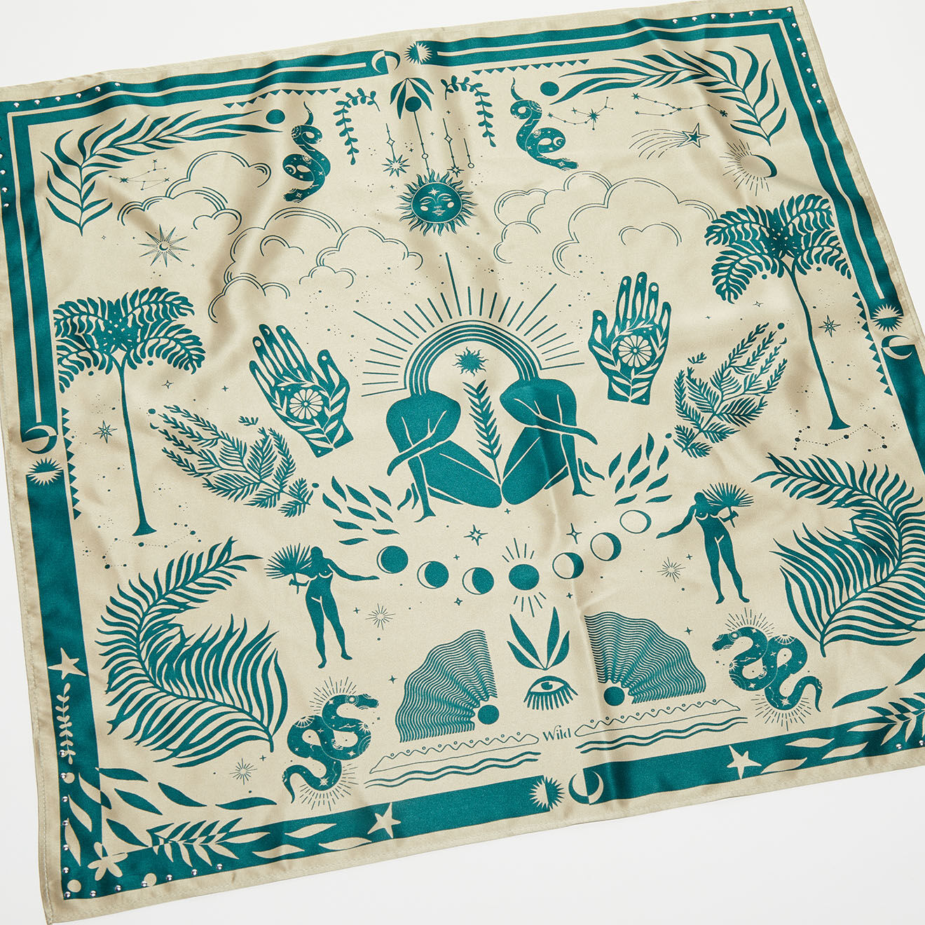 Wild Mini Foulard Univers vert - 54x54 cm