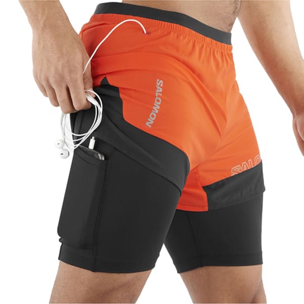 Short trail SALOMON CROSS 2IN1 SHORTS M CHERRY TOMATO/DEEP BLACK