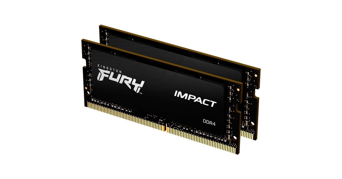 Kingston FURY32 GB DDR4-3200 Kit laptopgeheugen  (Zwart, KF432S20IBK2/32, Impact, XMP)