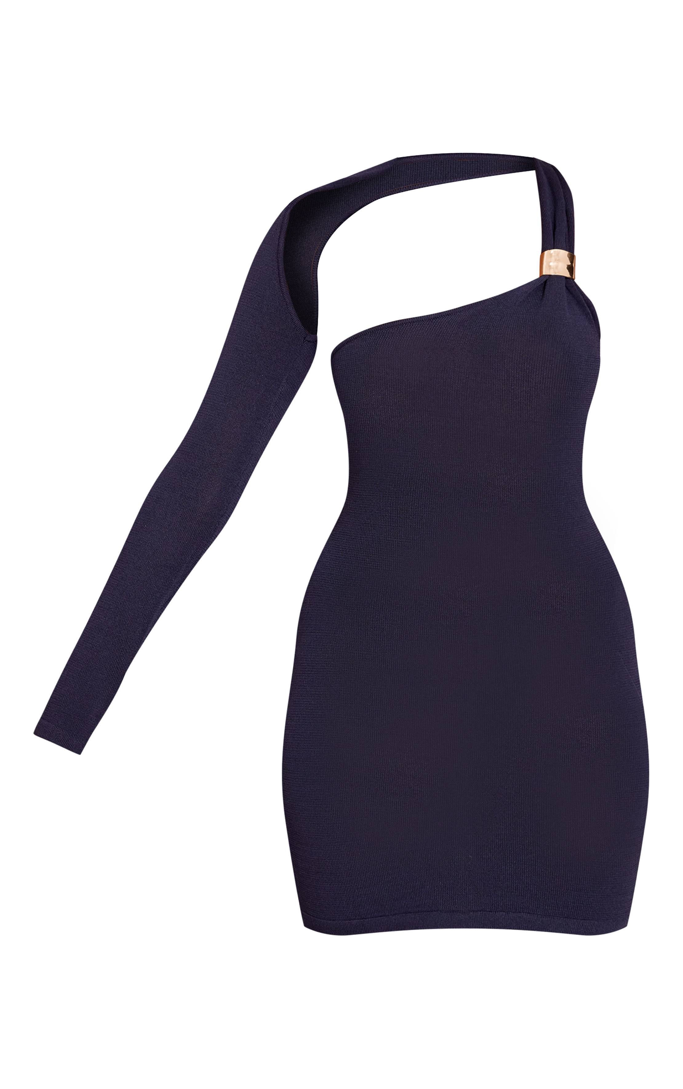 Bleu Marine Robe À Manche Unique Avec Détail De Finition