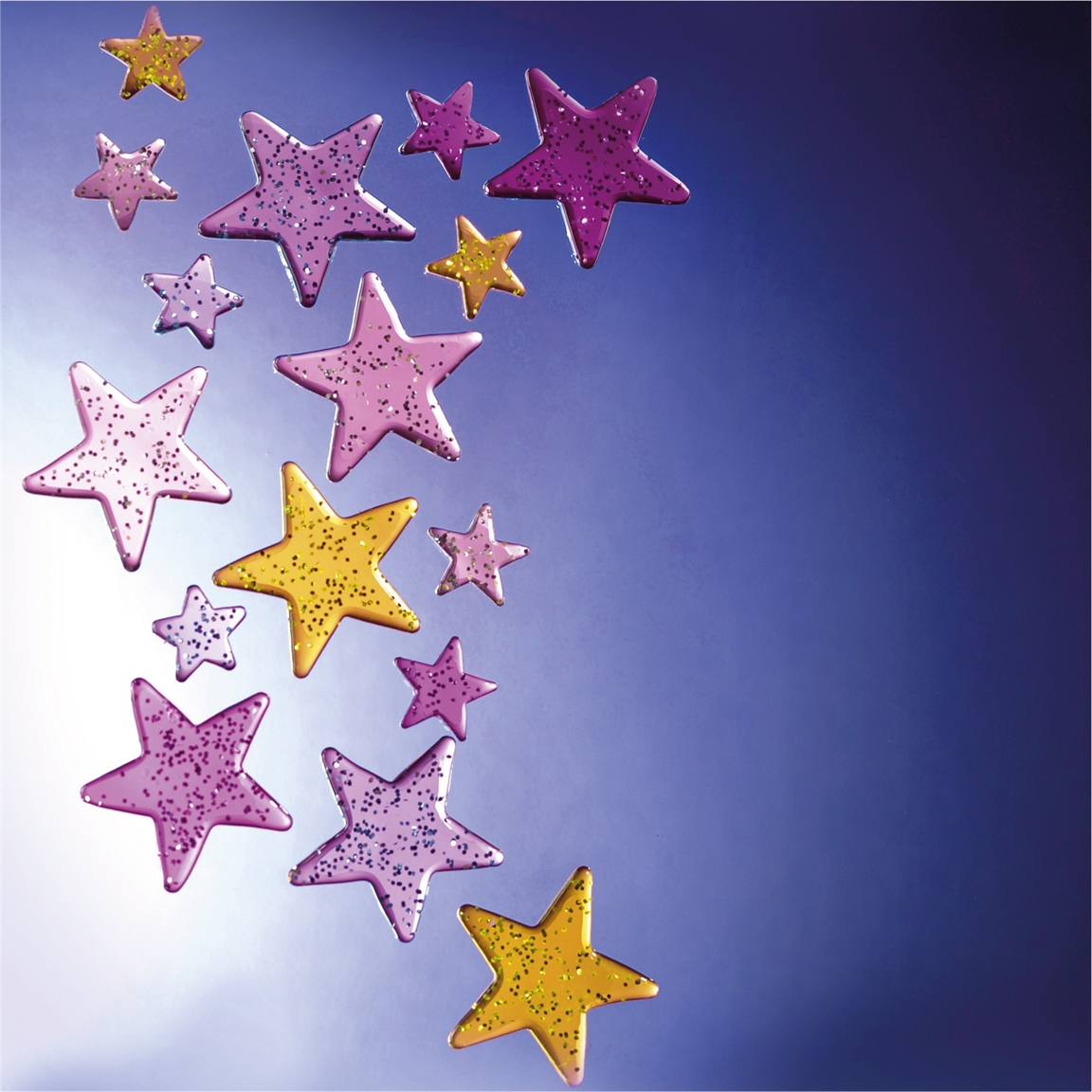 Lot de 16 étoiles gel paillettes