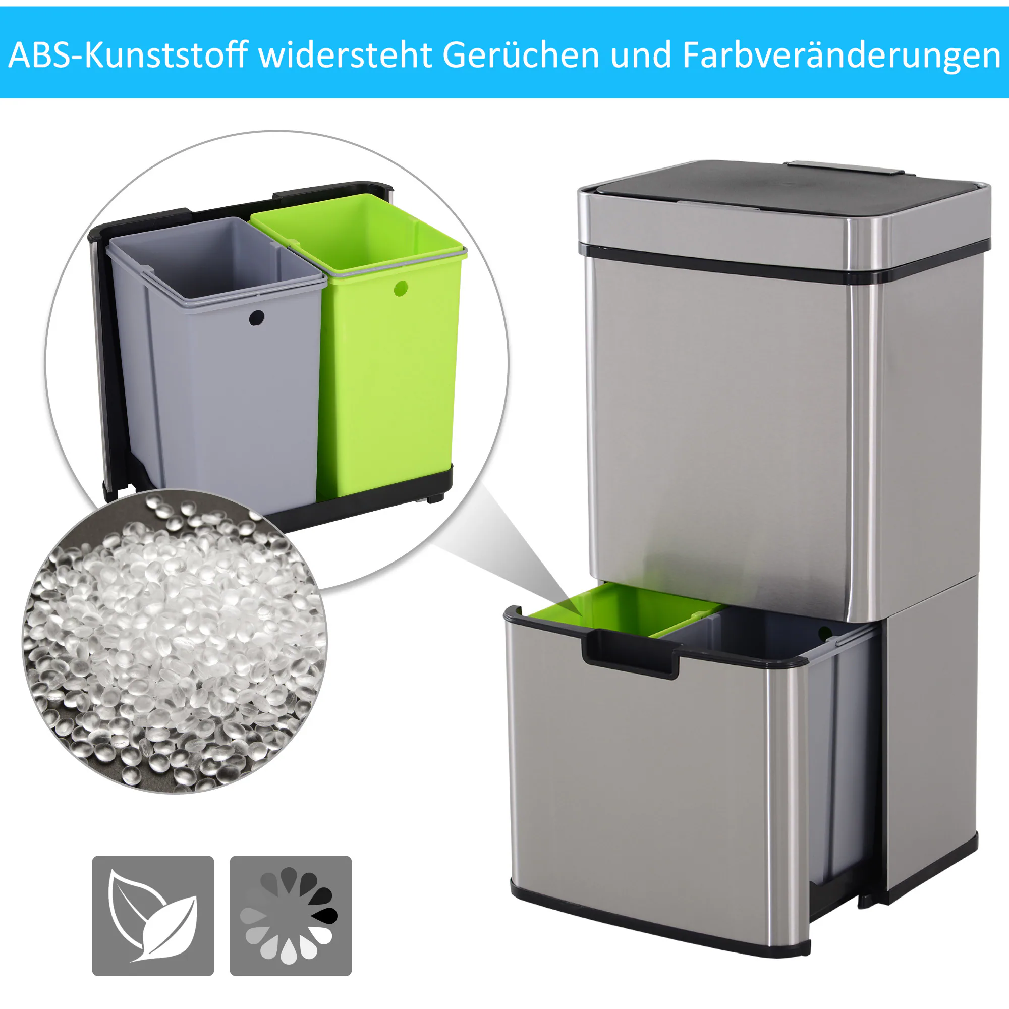 HOMCOM Abfalleimer mit Sensor silber 42 x 30 x 81 cm (LxBxH)