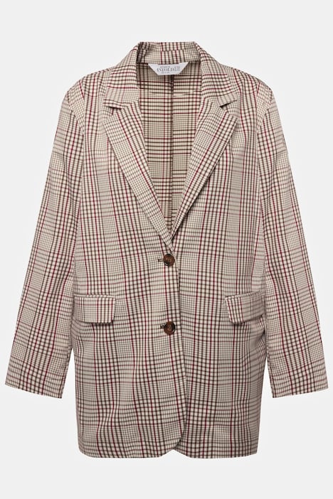Oversized-Blazer, Karo, Revers, Langarm