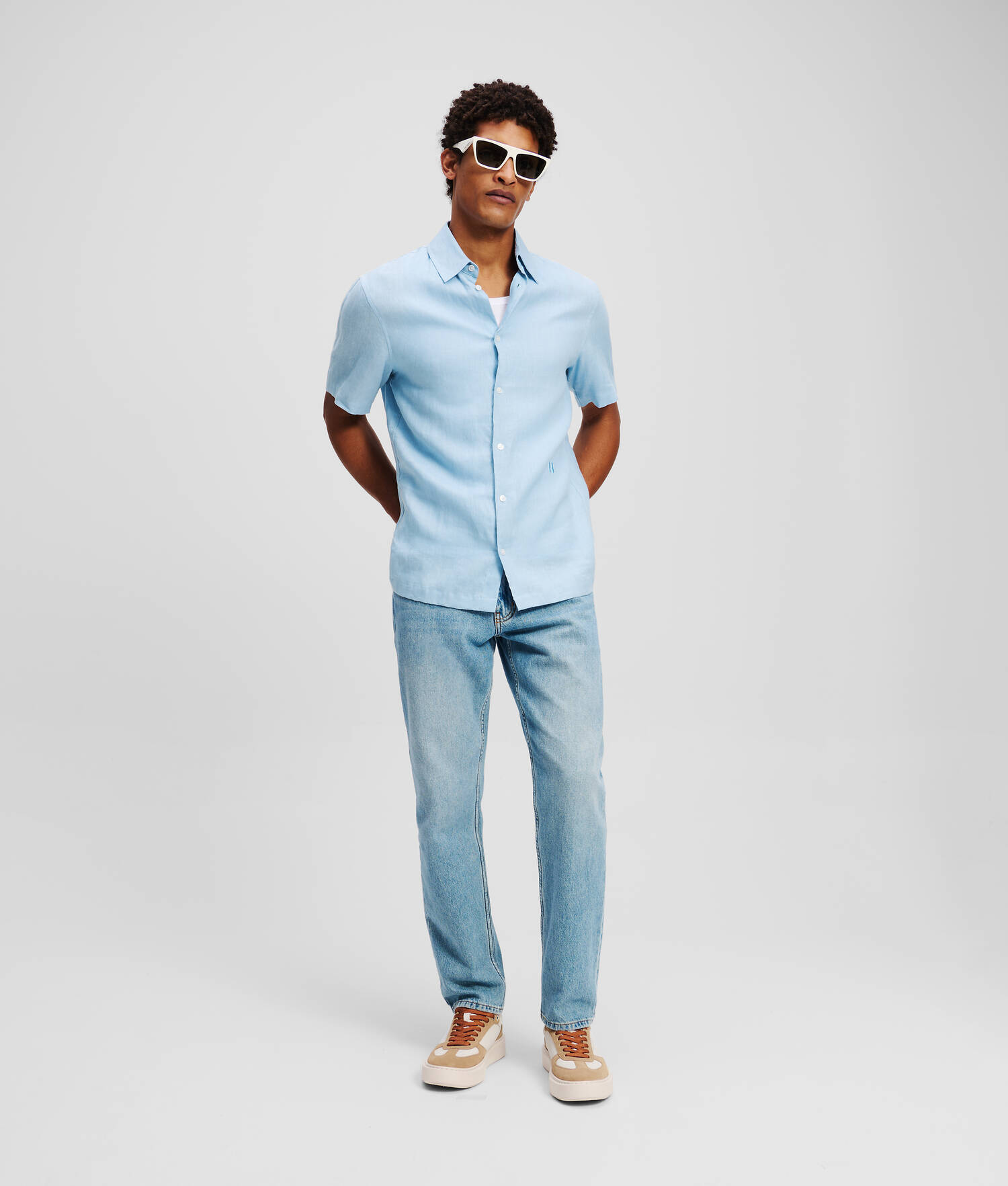 CHEMISE À MANCHES COURTES KL MONOGRAM - Chambray doux