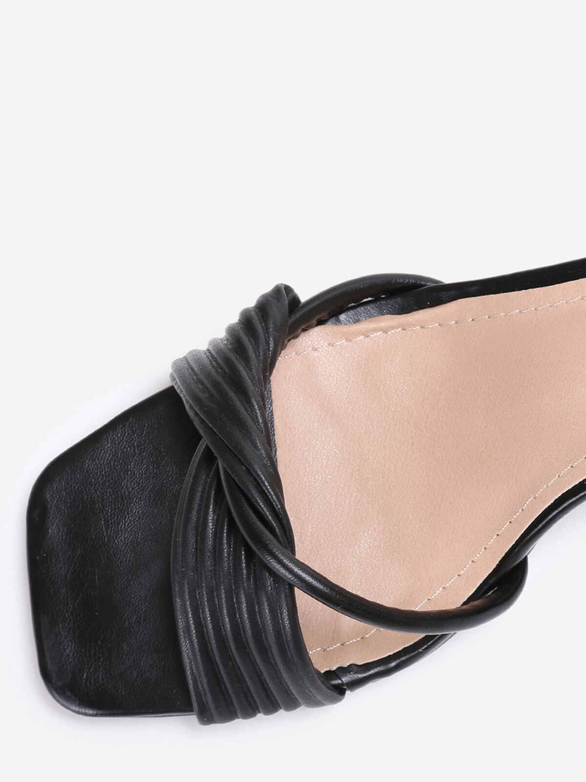 Sandales noires à double brides nouées Noir- Noir