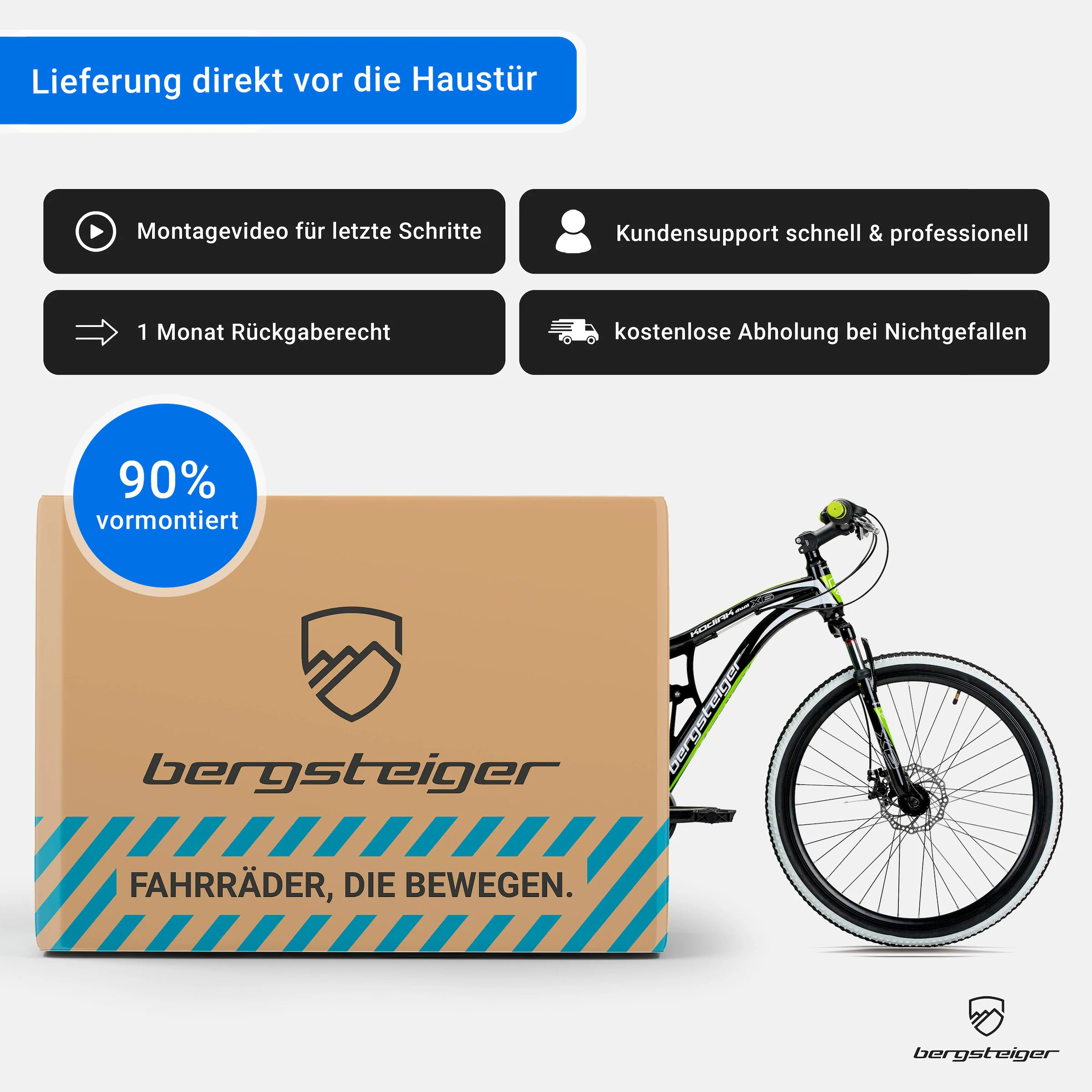 Bergsteiger Mountainbike Kodiak 24 Zoll | toxic green / black