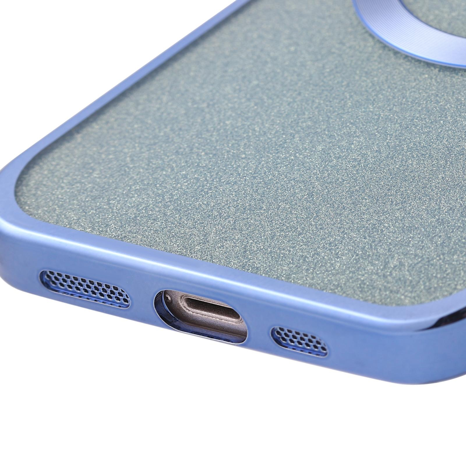 iPhone 13 MagSafe Gummi Case Hülle mit Acryl Kameraglasschutz im Glitzer Design - Hellblau / Transparent