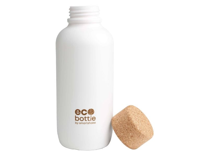 Smartshake EcoBottle 650 ml, Weiss Umweltfreundliche Sportwasserflasche aus Zuckerrohr und Kork
