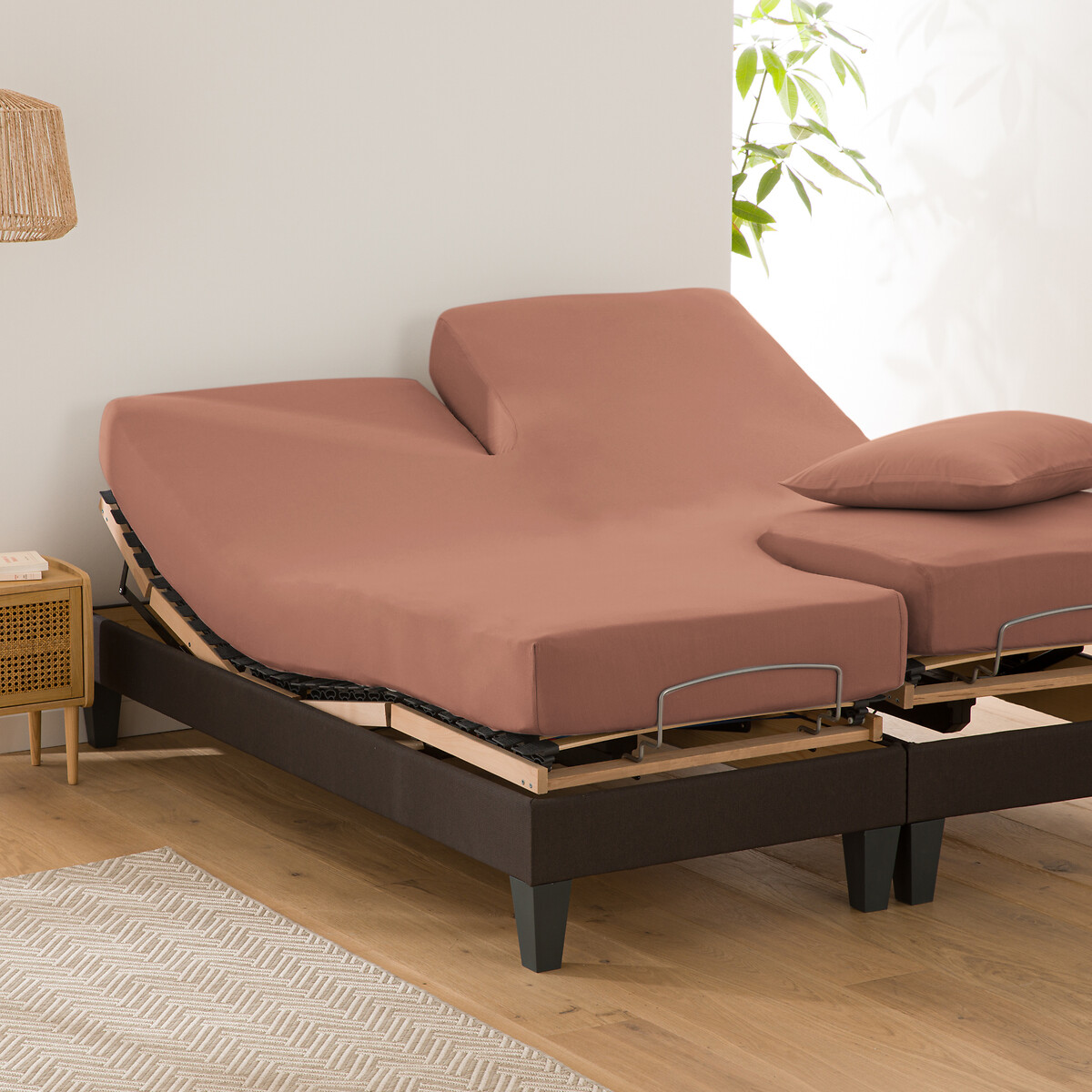 LA REDOUTE INTERIEURS<br>Lençol de algodão liso com elástico, base de cama ajustável, Scenario