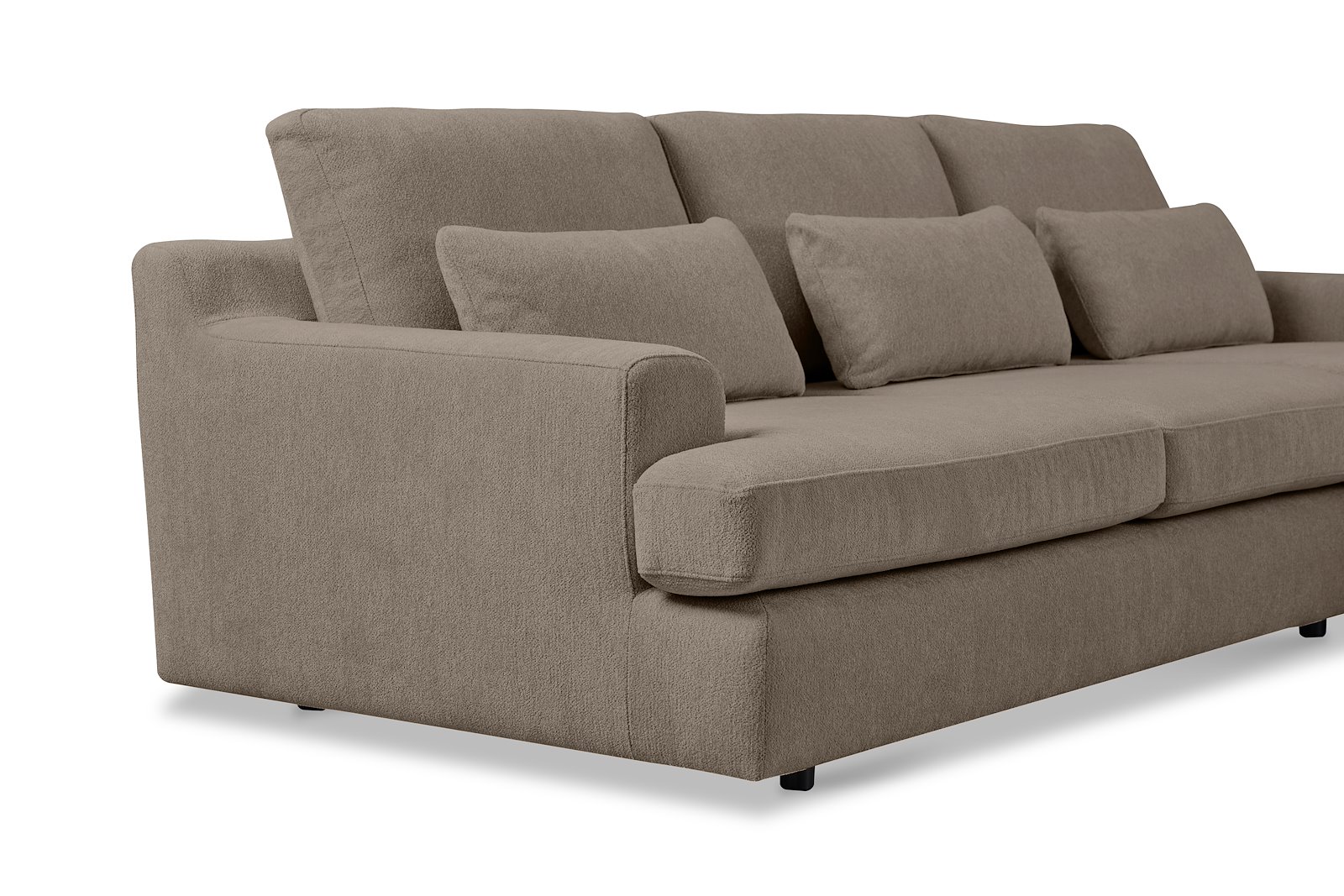 Roma Sofa 2,5-seter med sjeselong høyre. Tekstil Raven 30 Beige med sorte ben