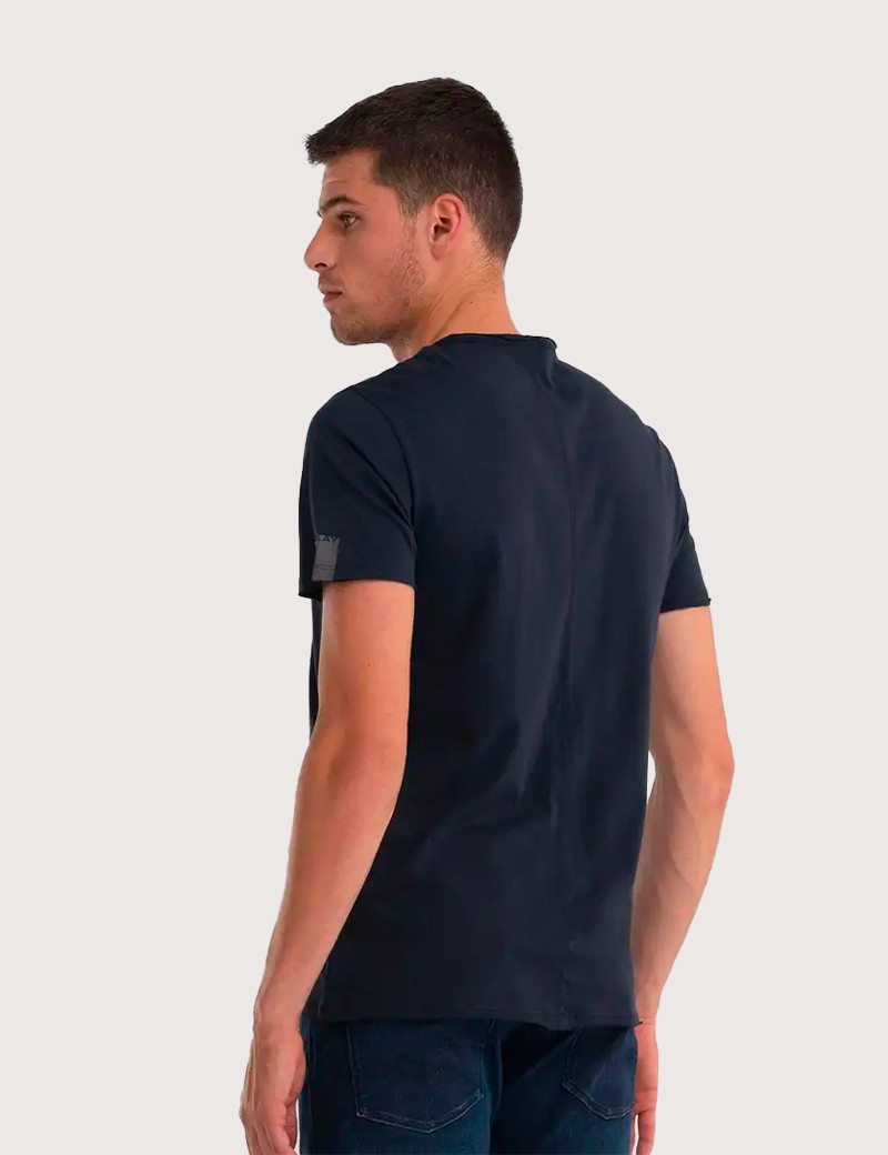 REPLAY T-SHIRT HOMME COL V EN COTON BLEU MARINE