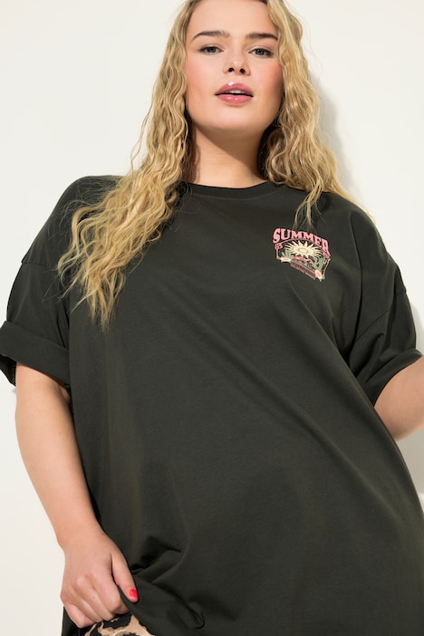 Oversized-Shirt, Rücken-Print, Rundhals, Halbarm