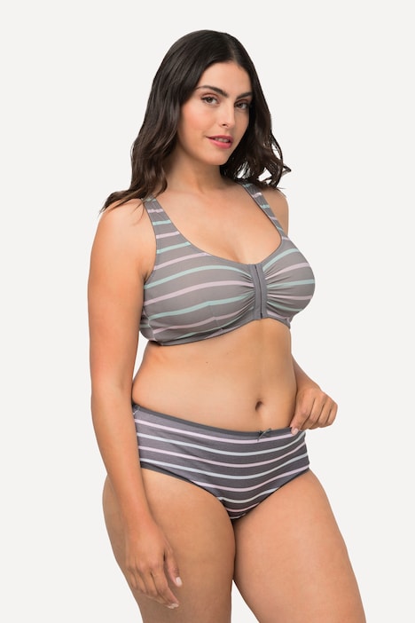 Bustier, Streifen, Vorderverschluss, ohne Bügel, C/D Cup