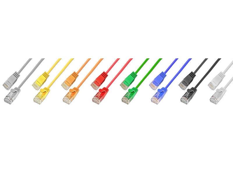 SLIM Slimpatchkabel RJ-45 - RJ-45, Cat 6, UTP, 2 m, Schwarz Lightpatchkabel rund, ungeschirmtes Twisted-Pair-Kabel (U/UTP) mit Klinkenschutz