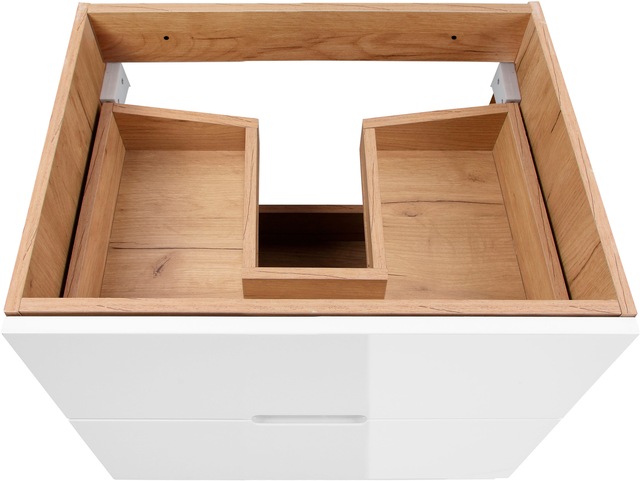welltime Waschtisch »Lund Badmöbel Schrank Unterschrank mit Becken« Set,  Waschplatz mit 2 Auszügen und Waschbecken Breite 60cm